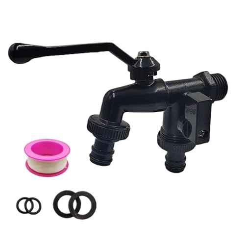 Wasserhahn für den Außenbereich mit Doppelauslass – schwarzes Messing Garten 1/2 Zoll Einlass Wasserhahn – Yard 1-in-2 Zapfhahn Heavy Duty Wand Frostsicher Wasserhahn für Autowäsche Wasserhahn für den Außenbereich mit Doppelauslass – schwarzes Messing Garten 1/2 Zoll Einlass Wasserhahn – Yard 1-in-2 Zapfhahn Heavy Duty Wand Frostsicher Wasserhahn für Autowäsche von Tongfer