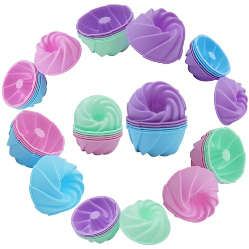 Tongjude 48 Stück Silikon-Donut-Form, Antihaft, wiederverwendbare Silikon-Backformen, einschließlich Mini & Medium Spiral Silikonformen, hitzebeständig Backformen von Tongjude