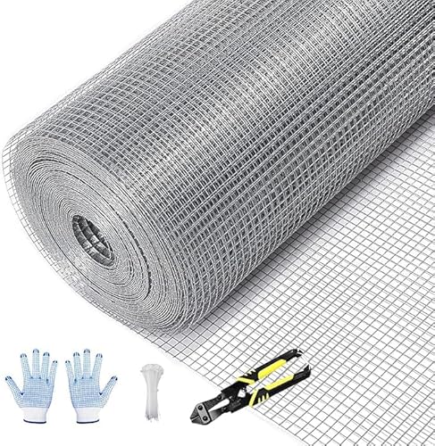 Tongmo Hardware-Tuch, Hühnerdrahtzaun, 19 Gauge verzinkter Draht und 2,5 x 2,5 cm Maschenweite, geschweißter Drahtrolle, Gartenzaun, Geflügelnetz für Kaninchen/Enten/Hühnerstall (121,9 x 15,7 cm) von Tongmo
