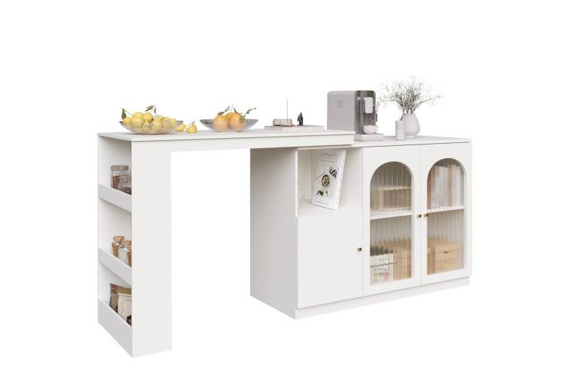 Tongtong Bartisch Um 360° drehbare Essbartisch mit Glastür, schwarz/weiß (1*Hauptkörper, 1*Beweglicher Teil, 1*Anschlussplatte), Hauptkörper 120 x 40 x 97 cm von Tongtong