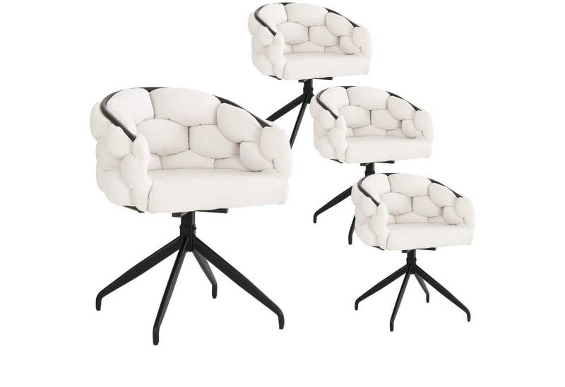 Tongtong Drehstuhl Wohnzimmer Stühle, Esszimmerstühle, Ergonomischer Stuhl (Bis 150 kg belastbar, 4 St), 360° drehbar, Luxus-Samtstühle, mit Rückenlehne, Beige von Tongtong
