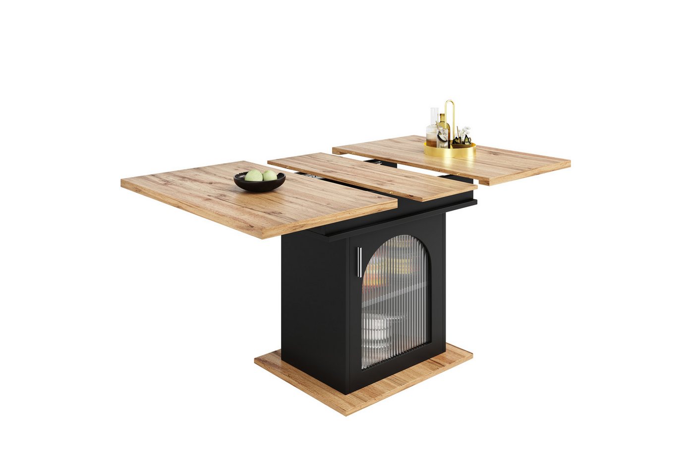 Tongtong Esstisch ausziehbarer Tisch mit Ablagefläche,Küchentisch, weiß/schwarz (1 Tisch), Teleskoptisch(140×80cm) von Tongtong