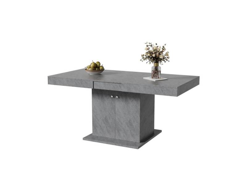 Tongtong Esstisch mit Stauraum, rechteckiger Esstisch, Kaffee-Freizeittisch,Ausziehbar (140/180 x 80 x 76cm), Platzsparender multifunktionaler,Automatischer Teleskoptisch,Grau von Tongtong