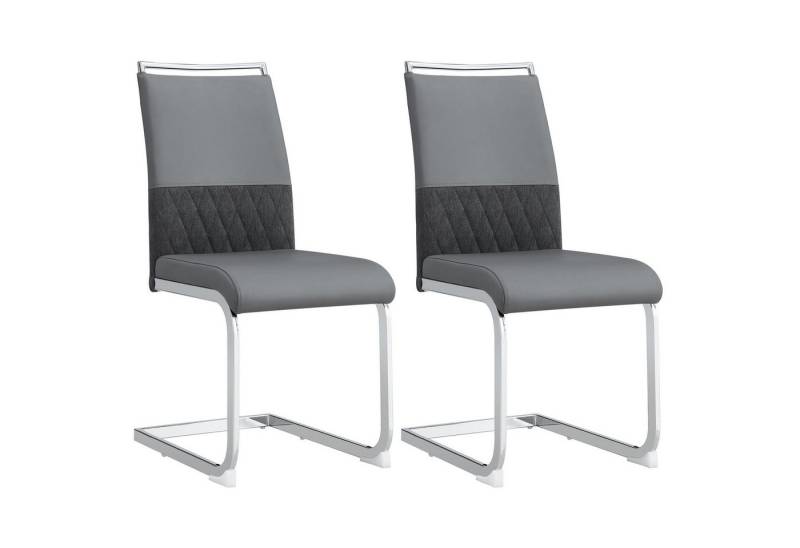 Tongtong Esszimmerstuhl Moderne Esszimmerstühle Rückenlehne aus PU Kunstleder und Leinen (Packung Set, 2 St), Grau von Tongtong