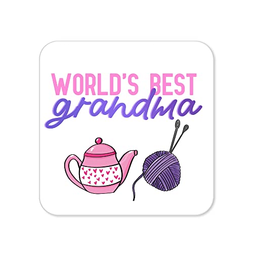 CC24 Untersetzer mit der Aufschrift World's Best Grandma – Arbeit von zu Hause aus – Geschenke für Großeltern, Muttertag, Geburtstag, Tischset, Kaffee von Tongue in Peach