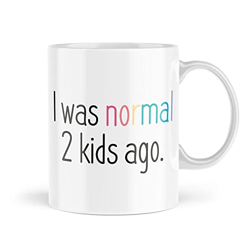 Funny Mugs MBH2010 Tasse mit Aufschrift I was Normal 2 Kids Ago, für Ihre Frau, Mutter, Vater, Ehemann, Banter, Witz, Silly Mother's Day, Geburtstag, Vatertag Büro von Tongue in Peach