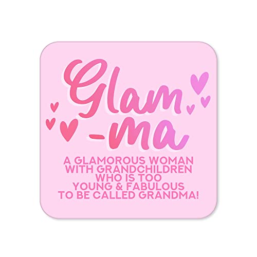 Glam-Ma Grandma Untersetzer – Arbeit von zu Hause aus Untersetzer Neuer Job Geschenke Abschiedsarbeit Geschenk Mama Muttertag Tischset Kaffee Oma – CC16 von Tongue in Peach