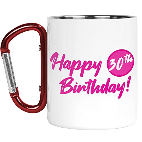 Karabiner-Tasse | Camper Cup | Thermobecher | Happy 30th Birthday | Best Friend Sister for Her Milestone Colleague Outdoor Walking | CMBH305 von Tongue in Peach