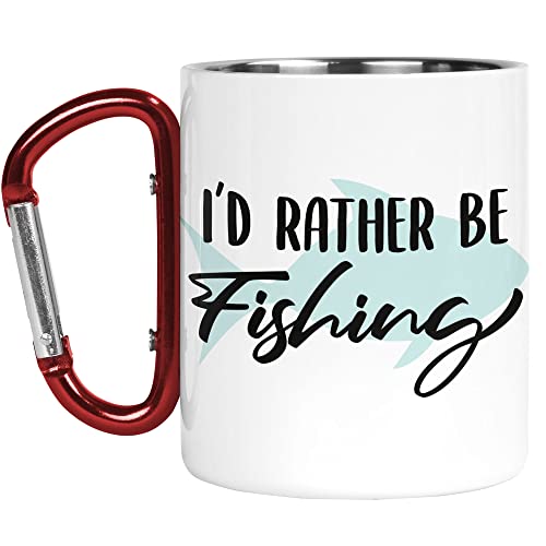 Karabiner-Tasse | Camper Cup | Thermobecher | I'd Rather Be Fishing Fisherman Dad | Wichtelmann | Naturliebhaber | Outdoor Walking CMBH89 von Tongue in Peach
