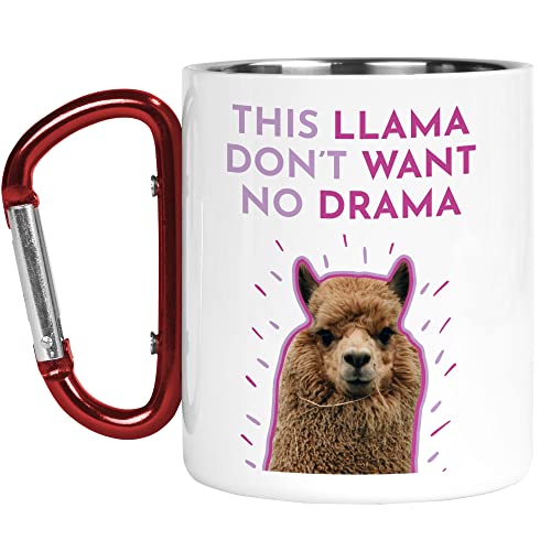 Karabiner-Tasse | Camper Cup | Thermobecher | This Llama Don't Want No Drama | Lustige Tiere Alpaka Naturliebhaber Outdoor Walking | CMBH163 von Tongue in Peach
