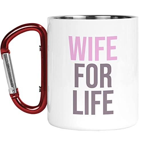 Karabiner-Tasse | Camper-Tasse | Thermobecher | Ehefrau fürs Leben | für sie | für sie | frisch geehrte Ehefrau Geschenk Freundin Verlobte Outdoor Walking | CMBH280 von Tongue in Peach