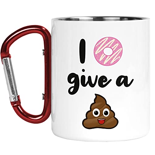 Karabiner-Tasse | Camper-Tasse | Thermobecher | I Donut Give A Sh*t Banter Witz Lustig Sweary Poo | Naturliebhaber Outdoor Walking | CMBH107 von Tongue in Peach