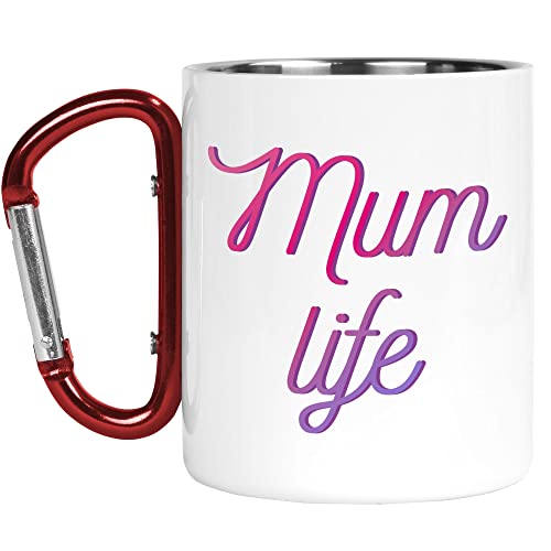 Karabiner-Tasse | Camper-Tasse | Thermobecher | Mama Leben für sie Muttertag Frau neues Baby Mädchen | Naturliebhaber Outdoor Walking | CMBH131 von Tongue in Peach