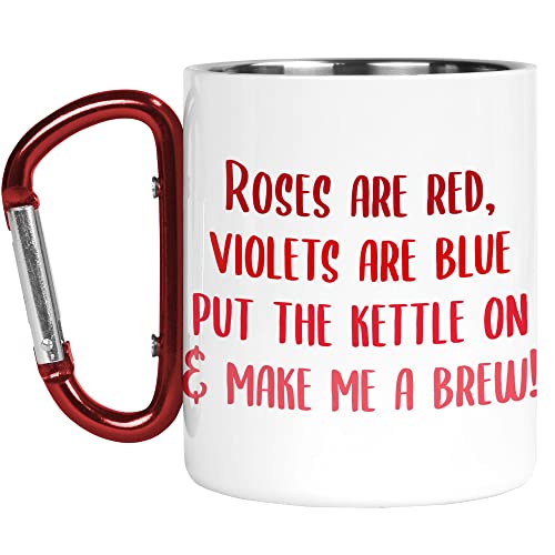 Karabiner-Tasse | Camper-Tasse | Thermobecher | Rosen sind rot Violets sind blau | Valentines lustiger Banter Naturliebhaber Outdoor Walking | CMBH175 von Tongue in Peach