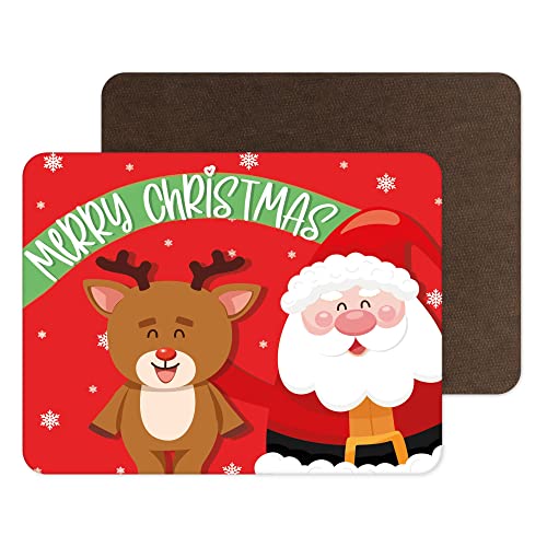 Lustige Neuheit Weihnachten Tischsets | Platzset Essen Tischset Geschirr | Rentier und Weihnachtsmann | Lustiges Witz-Tischzubehör | PM5 von Tongue in Peach