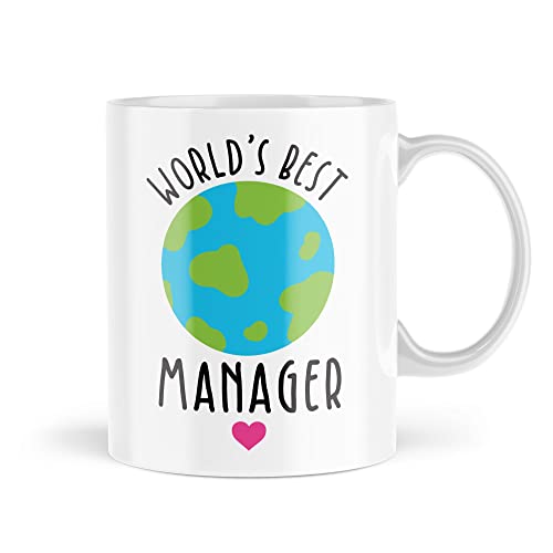 Niedliche Tassen | World's Best Manager Tasse | Neuheit Geschenk für Sie Ihn Thank You Geburtstag Arbeit Büro Weihnachten Geschenk Cheer Up Boss | MBH2126 von Tongue in Peach