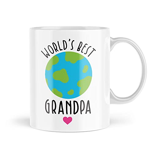 Tasse für Großeltern, Aufschrift World's Best Grandpa, lustige Tasse für ihn, niedlich von den Enkelkindern, Geburtstag, Vatertag, Großvater, Pops, Baby, MBH2119 von Tongue in Peach