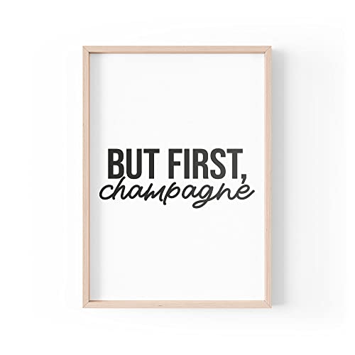 Tongue in Peach Lustiger Zitat Druck | Home Prints | But First Champagne | Wandkunst ästhetische Home Bar Geschenk Bubbles | A4 A3 A5 *Rahmen nicht im Lieferumfang enthalten * - PBH63 von Tongue in Peach