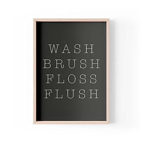Tongue in Peach Lustiger Zitat Druck | Home Prints | Waschbürste Floss Flush | Ästhetische Wandkunst Badezimmer Zitat WC | A4 A3 A5 *Rahmen nicht im Lieferumfang enthalten* – PBH175 von Tongue in Peach