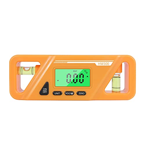 Kompakter digitaler Neigungsmesser Winkelmesser Wasserwaage Bodenmagnet Datenspeicher Helle LCD-Anzeige Digitale Wasserwaage (Gelb) von Tonguk