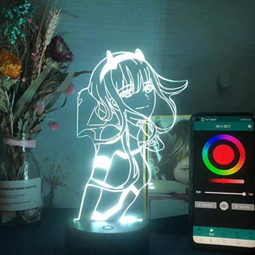 3D Illusion Lampe LED Nachtlicht Darling in The FRANXX 02 Zero Two Anime Figur 16 Farben Wechseltisch Lampe für Kind Mädchen Schlafzimmer Dekor Geburtstagsgeschenk von Tongyundacheng