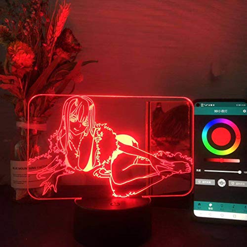 3D-Illusionslampe, LED-Nachtlicht "Darling in The Franxx" 02 Zero Two Anime-Figur, 16 Farben, wechselnde Tischlampe für Kinder, Mädchen, Schlafzimmer, Dekoration, Geburtstagsgeschenk von Tongyundacheng