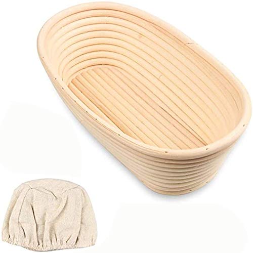 Ovaler Brotkorb, Gärkörbchen für Teig, natürliches Rattan, Banneton, Brotform, Sauerteig, Gärkorb, für professionelle Heimbäcker mit Stoffeinsatz (25 x 15 x 8 cm) von Tongyundacheng