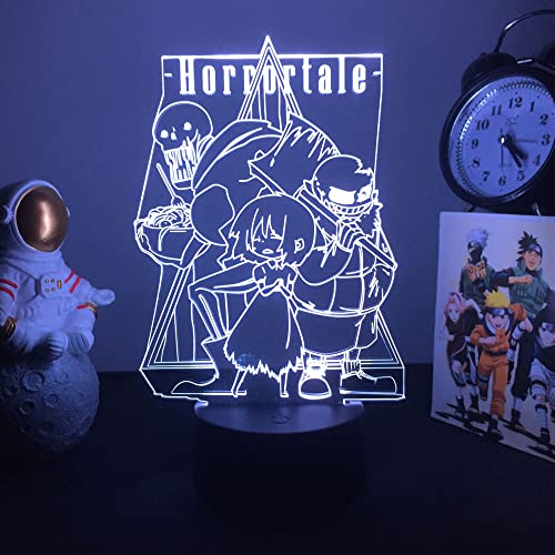 Spiel Undertale Nachtlicht Anime-3D-Illusionslampe, 7 Farben Touch Fernbedienung Schlaflampe für Kinderzimmer Dekoration kreative Schreibtischlampe, Geburtstagsgeschenk von Tongyundacheng