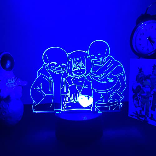 Spiel Undertale Nachtlicht Anime-3D-Illusionslampe, 7 Farben Touch Fernbedienung Schlaflampe für Kinderzimmer Dekoration kreative Schreibtischlampe, Geburtstagsgeschenk von Tongyundacheng