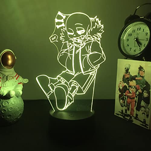 Spiel Undertale Nachtlicht Anime-3D-Illusionslampe, 7 Farben Touch Fernbedienung Schlaflampe für Kinderzimmer Dekoration kreative Schreibtischlampe, Geburtstagsgeschenk von Tongyundacheng