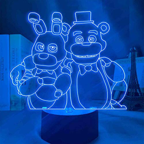 Tongyundacheng FNAF 3D-Illusionslampe, Fünf Nächte, LED-Nachtlichter mit Fernbedienung, Touch, 7 Farben, wechselnde Schreibtischlampe für Kinderzimmer, Dekoration, Geburtstagsgeschenke von Tongyundacheng