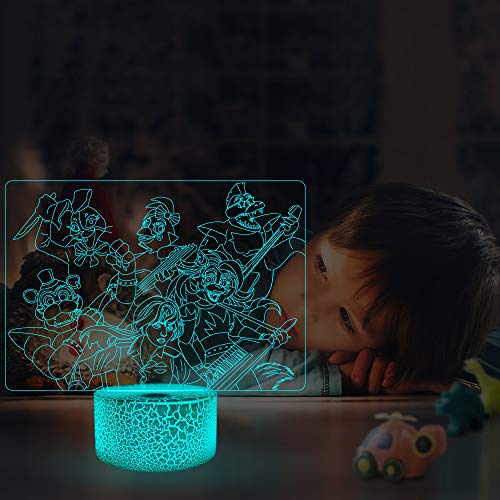 Tongyundacheng FNAF LED-Nachtlicht, FNAF Sicherheitsverletzung, 3D-Illusions-Nachtlampe, 16 Farben, Fernbedienung, Schreibtischlampe, Schlaflampe für Kinderzimmer, Dekoration, Geburtstagsgeschenke von Tongyundacheng