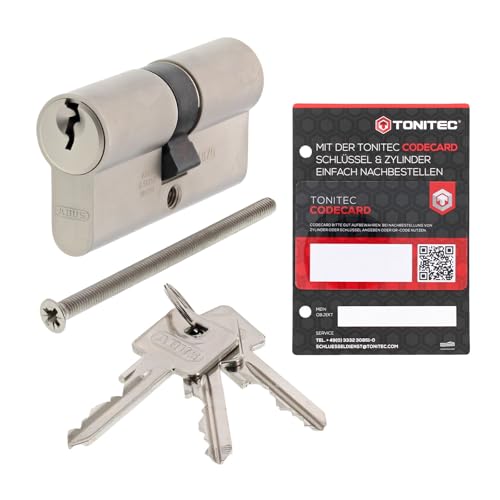 ABUS A93 Schließzylinder gleichschließend individuell gefertigt, Türzylinder Schließanlage mit 3 Schlüssel und ToniTec Codecard, Profil C73 Größe 28/40 mm Doppelzylinder von ToniTec