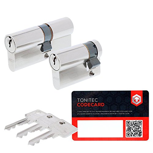 ABUS Schließzylinder Profilzylinder C73 N+G GS gleichschließend Lagerschließung inkl. 3 Schlüssel inkl. ToniTec CodeCard Größe 30/35mm von ToniTec