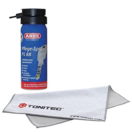 ABUS Schloss Pflegespray PS 88 PS88 50ml Zylinderspflegespray inklusive ToniTec Microfasertuch von ToniTec