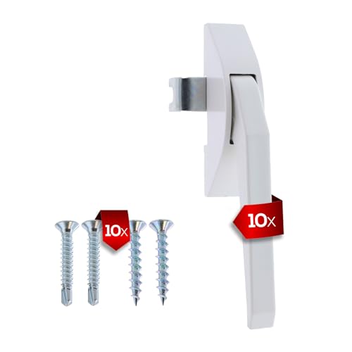 DDR Fenstergriff weiß 10x klassischer Hebelgriff umsteckbar DIN links rechts mit ToniTec Schraubenset von ToniTec