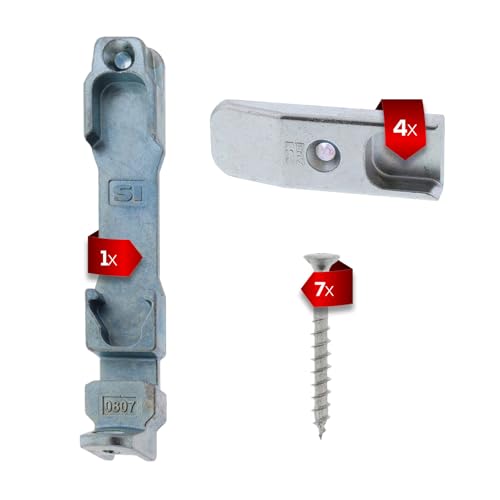 Siegenia Schließbleche Set A807 mit 1x Kippschließblech 0807 und 4x Schließblech 56 0807 für Holzfenster und PVC-Fenster mit Euronut, mit ToniTec Schraubenset Siegenia Schließbleche Set A807 mit 1x Kippschließblech 0807 und 4x Schließblech 56 0807 für Holzfenster und PVC-Fenster mit Euronut, mit ToniTec Schraubenset von ToniTec