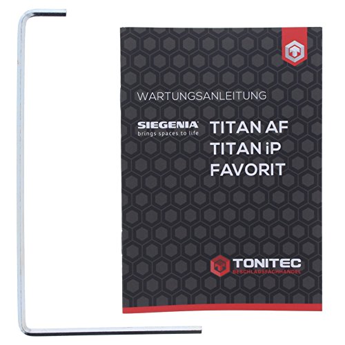 Siegenia Stellschlüssel Verstellschlüssel Montageschlüssel SW4 872154 + ToniTec Wartungsanleitung für TITAN AF, TITAL IP, FAVORIT Fensterbeschläge Siegenia Stellschlüssel Verstellschlüssel Montageschlüssel SW4 872154 + ToniTec Wartungsanleitung für TITAN AF, TITAL IP, FAVORIT Fensterbeschläge von ToniTec