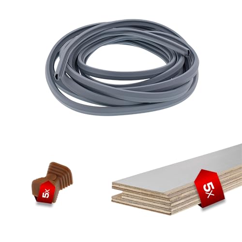 ToniTec Dichtleiste Set mit Dichtungsband und Verbinder 40 x 12 x 1150 mm je Leiste | 5 Leisten 5 m Dichtung grau von ToniTec