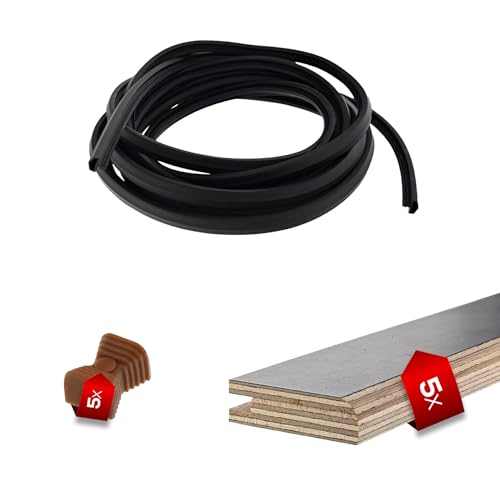 ToniTec Dichtleiste Set mit Dichtungsband und Verbinder 40 x 12 x 1150 mm je Leiste | 5 Leisten 5 m Dichtung schwarz von ToniTec