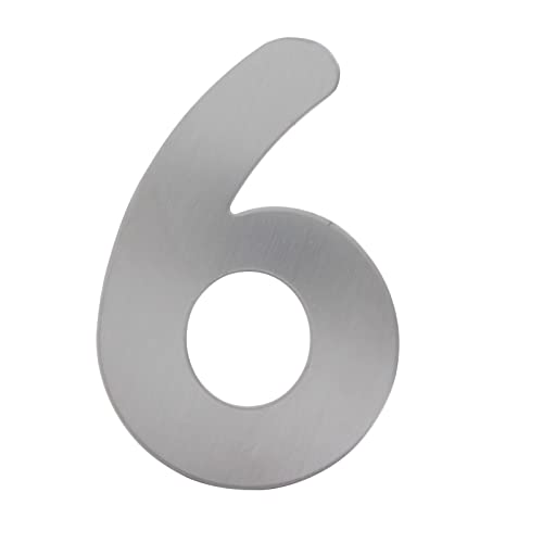 ToniTec Hausnummer 0" bis "9" Edelstahl fein matt 155mm Zahl 6" von ToniTec