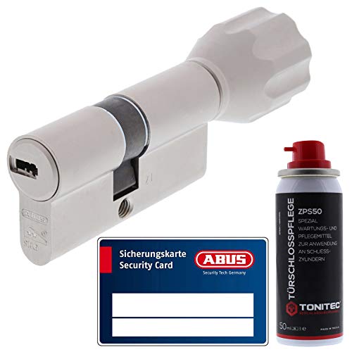 ToniTec Set aus ABUS Schließzylinder Türzylinder als Knaufzylinder ECK660 GS gleichschließend inkl. 3 Schlüssel je Bestellung mit Sicherungskarte Größe 45 70Kmm + ToniTec Pflegespray von ToniTec