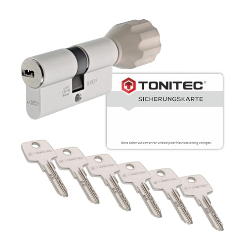 ToniTec Zylinderschloss TEC440 by ABUS Schließzylinder verschiedenschließend Türschloss 55/45Kmm mit 6 Schlüssel und Codecard von ToniTec