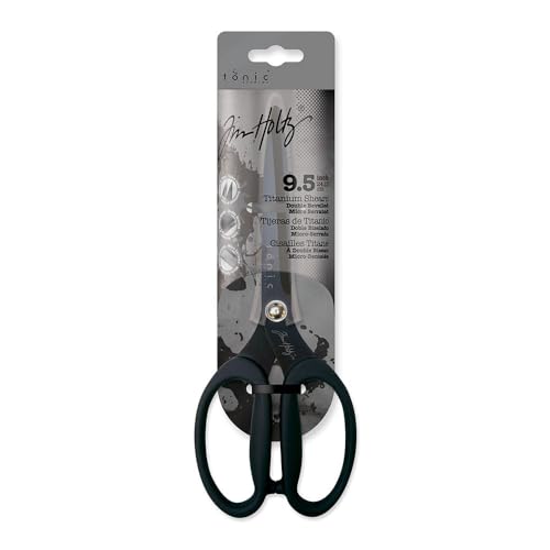 Tonic Studios Tim Holtz 819 Titanium Kush Grip Antihaft-Schere mit Mikro-Zackenschere (Farben können variieren) von Tonic Studios