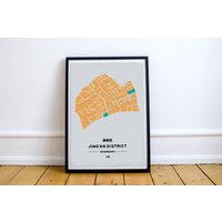 Jing'an Shanghai Map Print Zweisprachige Wandkunst von TonikPrints