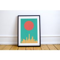 Shanghai Skyline Kunstdruck Moderne Wanddeko von TonikPrints