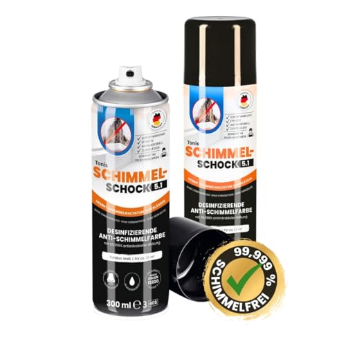 Tonis SCHIMMELSCHOCK 2er Set 5.1 Anti-Schimmel-Farbe mit 99,999% antimikrobieller Wirkung | Sprühfarbe für ca. 1,5 qm, wissenschaftlich nachgewiesene Sofortwirkung | Effektiv und zuverlässig von Tonis SCHIMMELSCHOCK