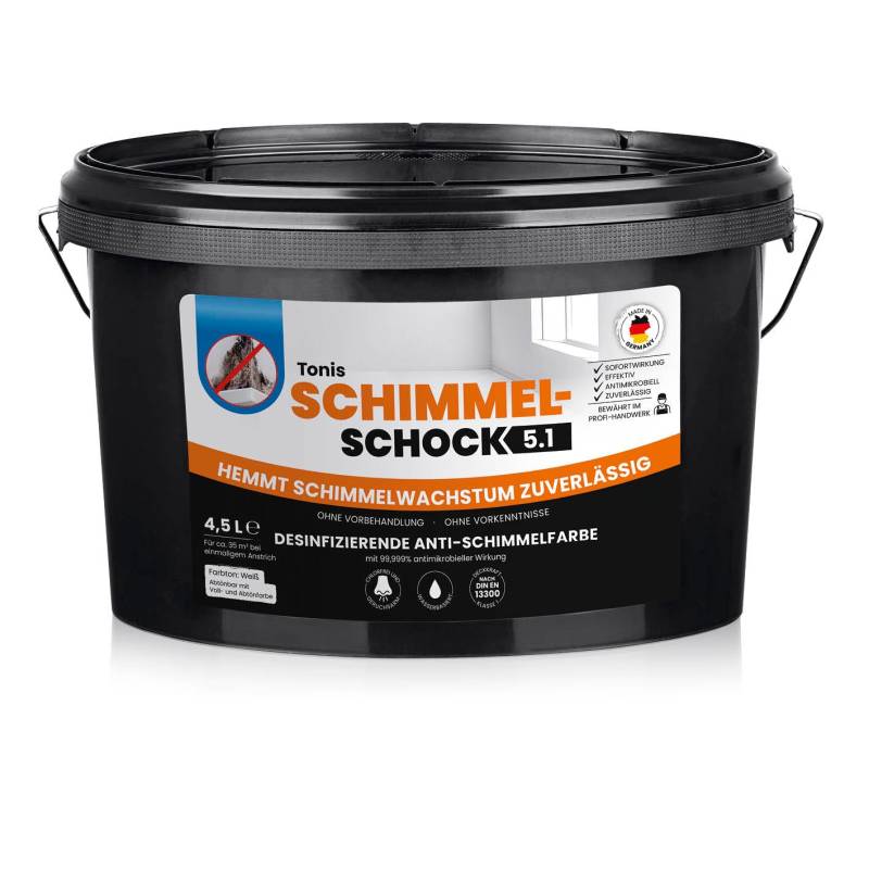 Tonis SCHIMMELSCHOCK 5.1 - Farbeimer 4,5 l - Gebinde - weiß von Tonis SCHIMMELSCHOCK
