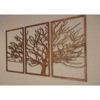 3 Panel Holz Wandkunst - Schöne Wohnzimmer Dekor von TonkLab