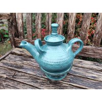 Große Teekanne Mit Stövchen, Petrol-Grün von Tonkannleben
